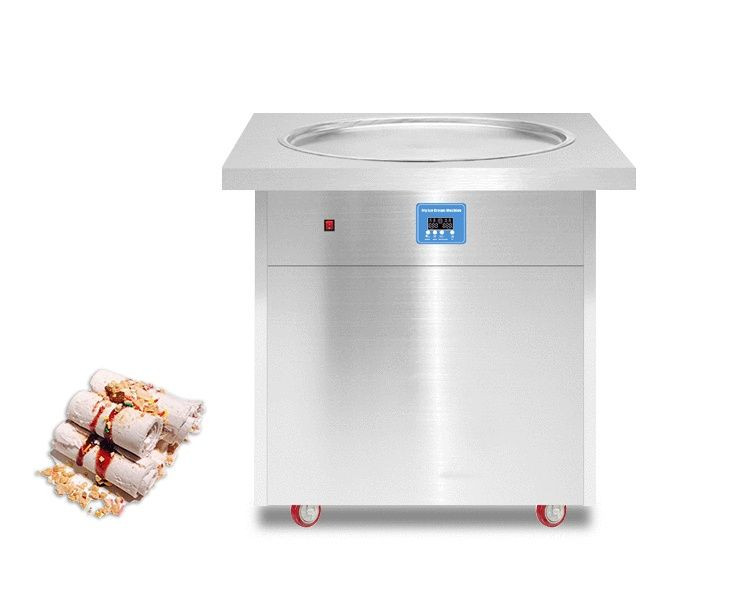 PF1R Single Round Pan Fried Ice Cream Roll Machine Intelligent Temperature Control Fried Ice Cream Machine