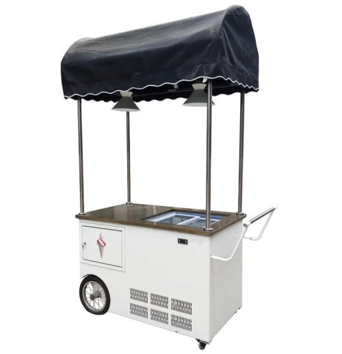 Commercial Fashion Style Mini Ice Cream Hand Push Vending Cart Outdoor Ice Cream Push Cart