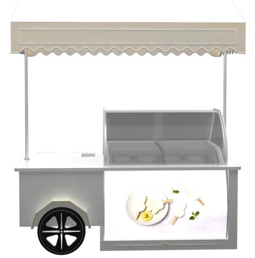 Street Portable Gelato Cart Italian Ice Cream Cart Outdoor Ice Cream Push Cart