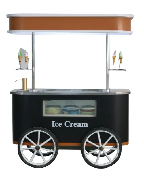 Commercial 110V/220v Italian Ice Cream Display Booth Cart with Freezer Ice Cream Cart