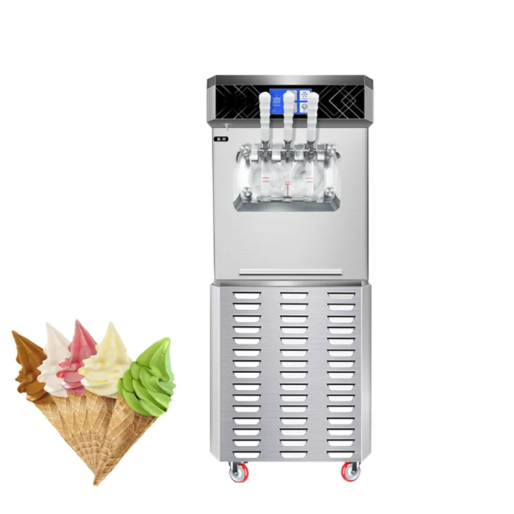 D658 Automatic Stainless Steel Commercial Big Capacity 3 Flavors Soft Serve Ice Cream Machine