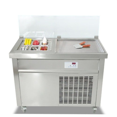 1006S Commercial Cold Plate Ice Cream Machine Single Pan with 6 Buckets Fried Ice Cream Roll Machine