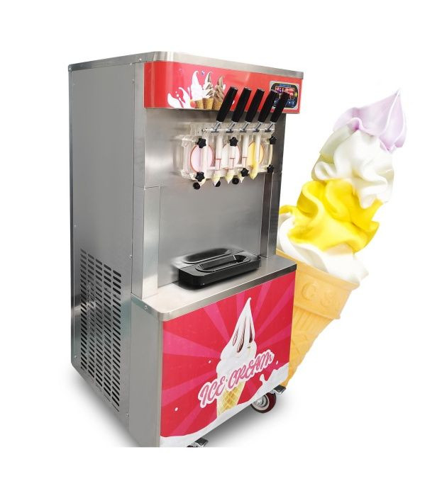 350F Commercial Automatic Vertical 5 Flavor Ice Cream Maker Soft Serve Ice Cream Vending Machine