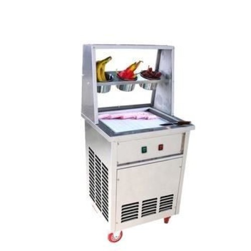 CBJ11/12 Commercial Single Round Pan Fried Ice Cream Machine with 3 Buckets Ice Cream Roll Machine