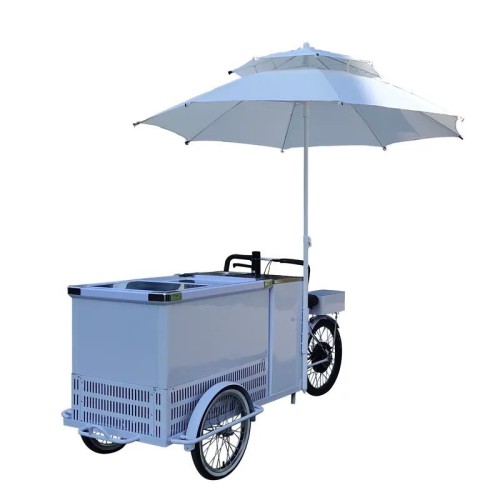 Outdoor Customized Ice Cream Cart with Freezer Mobile Bicyle Outdoor Gelato Vending Cart