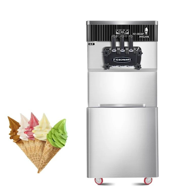 F648 Large Capacity Commercial Automatic Stainless Steel Soft Ice Cream Machine with 3 Flavors