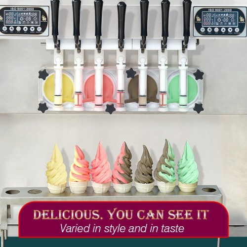 ICM-395T Table Top Commercial 7 Flavors Soft Ice Cream Machine Frozen Yogurt Ice Cream Machine