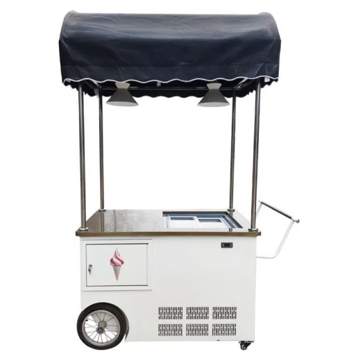 Commercial Fashion Style Mini Ice Cream Hand Push Vending Cart Outdoor Ice Cream Push Cart