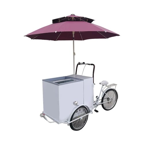 Food Truck Stainless Steel Ice Cream Cart Bicycle New Design Outdoor Street Tricycle Food Gelato Cart