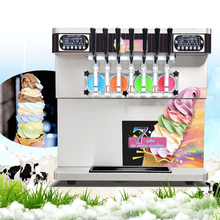 ICM-395T Table Top Commercial 7 Flavors Soft Ice Cream Machine Frozen Yogurt Ice Cream Machine