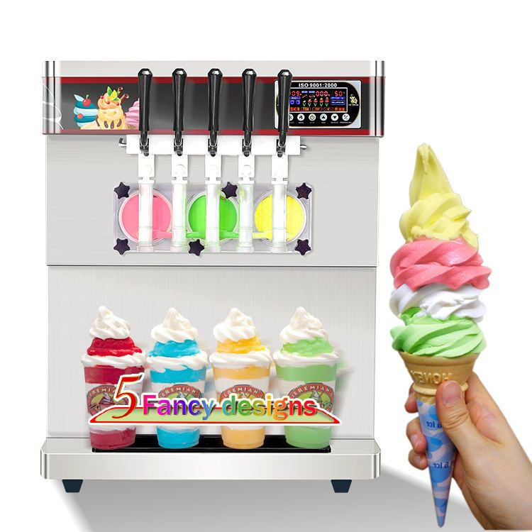 ICM-390T Automatic Soft Ice Cream Vending Machine Soft Serve Machine Ice Cream 5 Flavors