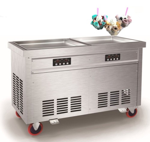 CBJ69 Commercial Ice Cream Machine Double Square Pan Fried Ice Cream Machine