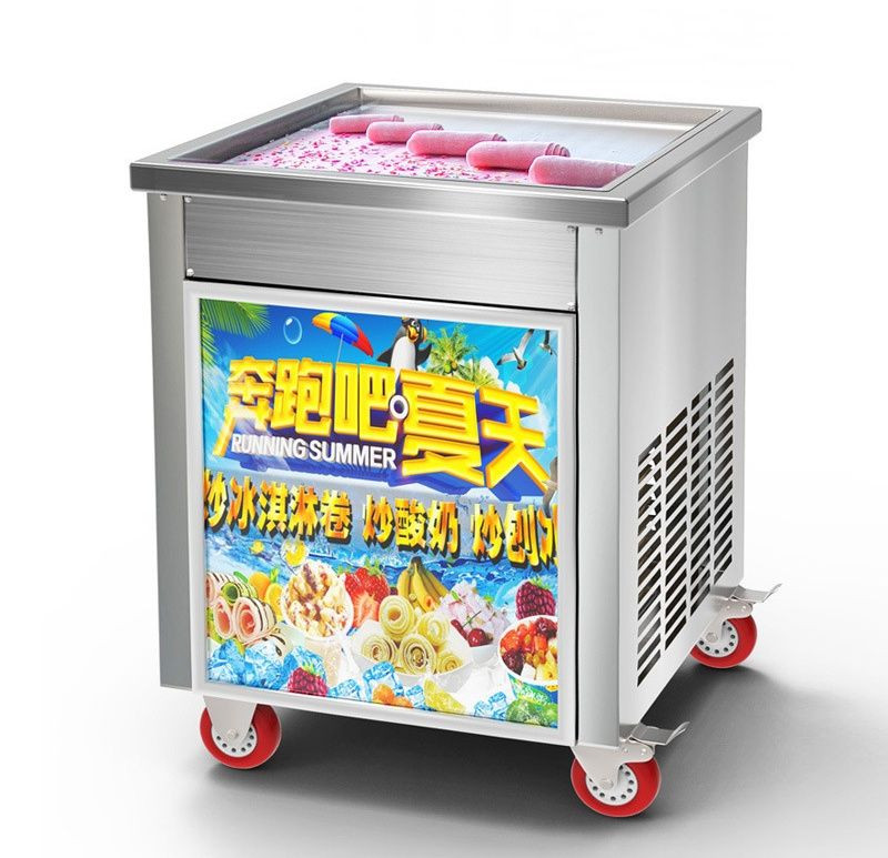 CBJ58/68 Commercial Ice Cream Flat Pan Rolled Instant Stir Fry Ice Cream Machine for Business