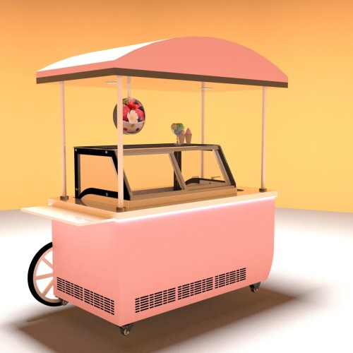 Portable Popsicle Ice Cream Cart for Sale Gelato Showcase Trolley Gelato Display Cart