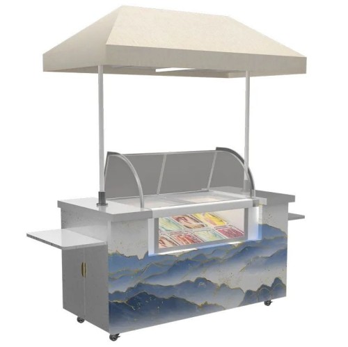 Customized Commercial Mobile Ice Cream Trolley Hand Push Vending Mobile Food Cart