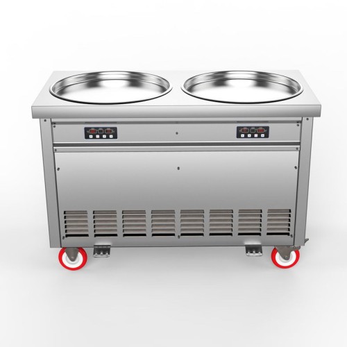 CBJ67 Commercial Stainless Steel Double Round Flat Pan Frying Pan Ice Cream Machine