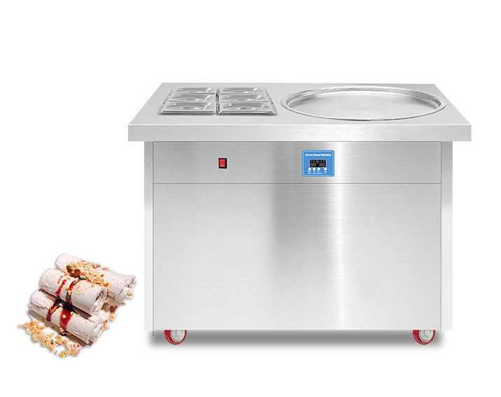 PF1R-6C Commercial Cold Plate Ice Cream Roll Machine with 6 Buckets Rolled Fried Ice Cream Machine for Business