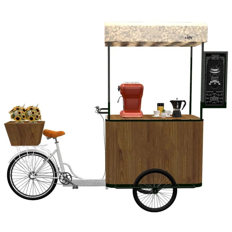 Customized Design Hot Dog Food Vending Cart 3 Wheels Coffee Tricycle Cart
