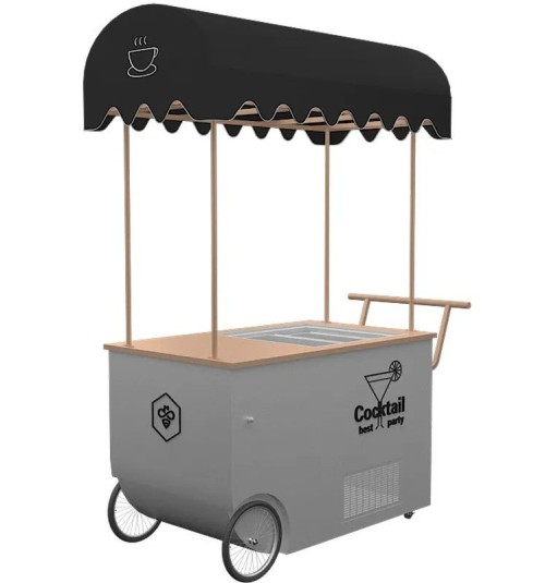 Commercial Fashion Style Mini Ice Cream Hand Push Vending Cart Outdoor Ice Cream Push Cart