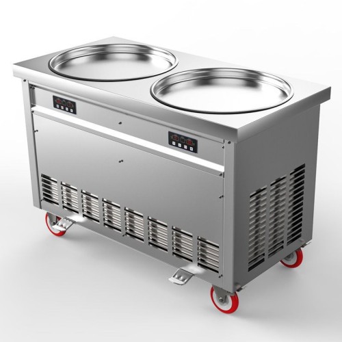 CBJ67 Commercial Stainless Steel Double Round Flat Pan Frying Pan Ice Cream Machine