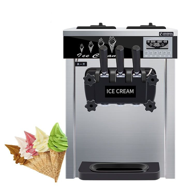 618CTB Tabletop Soft Ice Cream Making Machine 2+1 Mixed Flavors Soft Serve Ice Cream Vending Machine