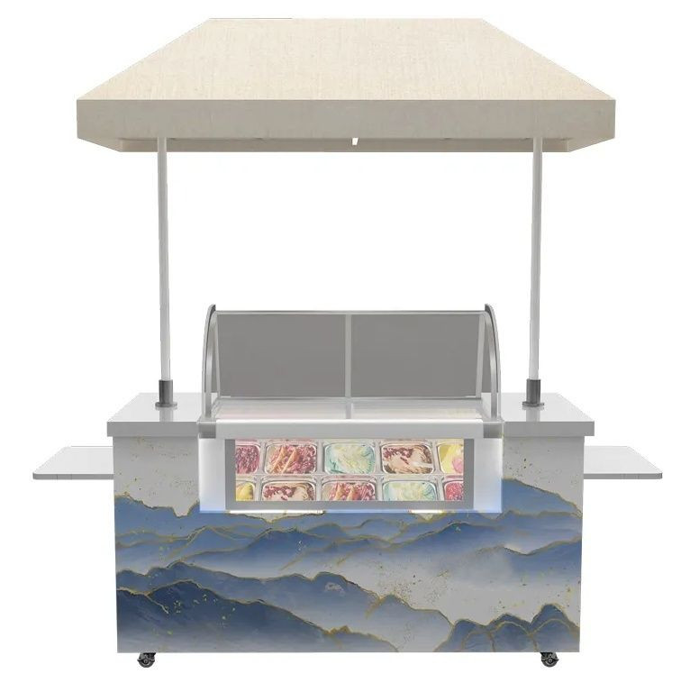Customized Commercial Mobile Ice Cream Trolley Hand Push Vending Mobile Food Cart