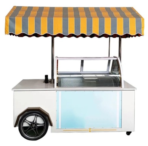 Street Portable Gelato Cart Italian Ice Cream Cart Outdoor Ice Cream Push Cart