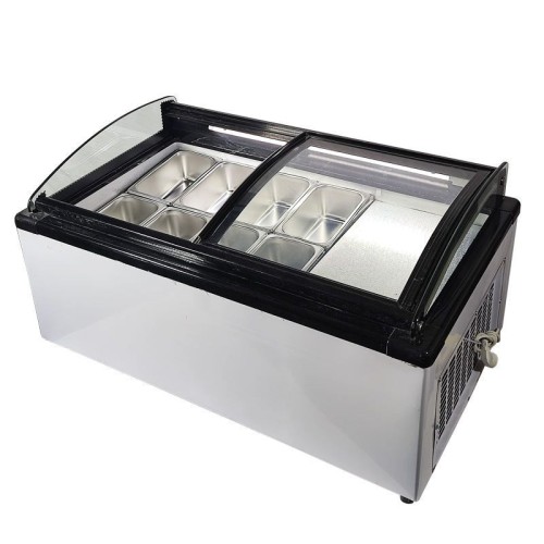 Table Top 8 Pans Ice Cream Freezer Showcase Ice Cream Display Gelato Popsicle Display Cabinet
