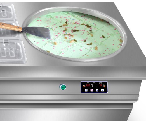 CBJ63 Double Round Cold Pan Fried Ice Cream Machine Stainless Steel Frozen Ice Cream Rolls Fried Ice Cream Machine