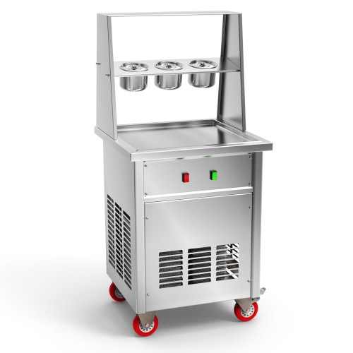 CBJ11/12 Commercial Single Round Pan Fried Ice Cream Machine with 3 Buckets Ice Cream Roll Machine