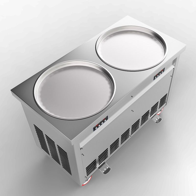 CBJ67 Commercial Stainless Steel Double Round Flat Pan Frying Pan Ice Cream Machine