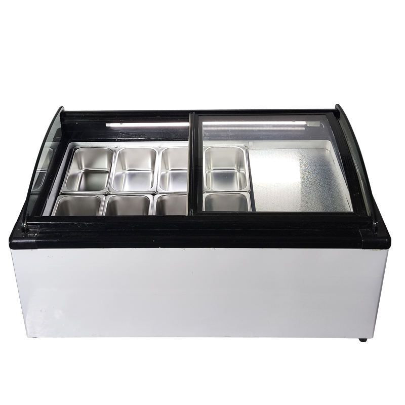 Table Top 8 Pans Ice Cream Freezer Showcase Ice Cream Display Gelato Popsicle Display Cabinet