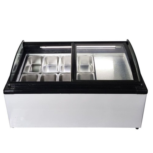 Table Top 8 Pans Ice Cream Freezer Showcase Ice Cream Display Gelato Popsicle Display Cabinet