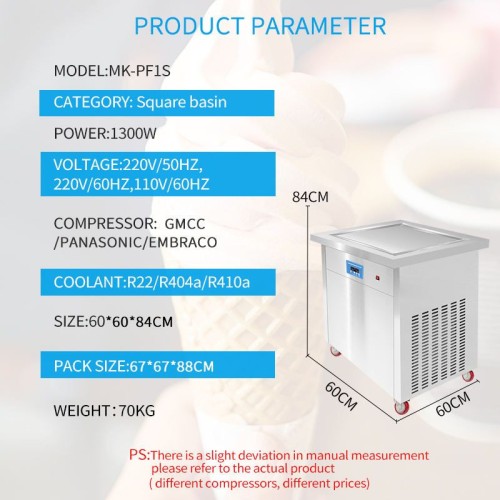 PF1S Stainless Steel Fried ice Cream Roll Machine Continuous Freezer Ice Cream Machine