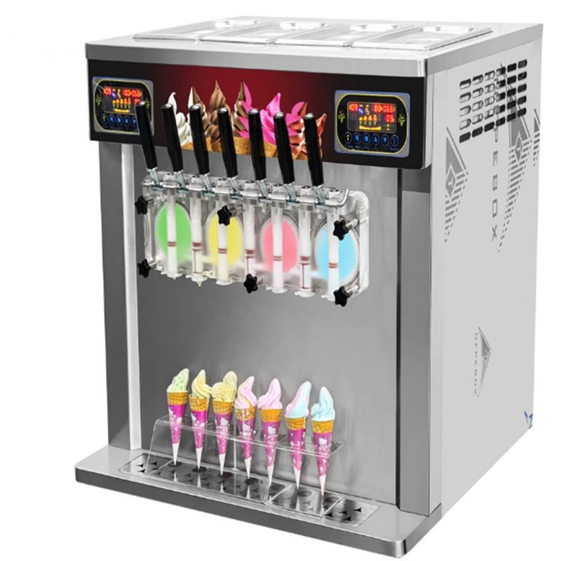 370T Commercial 7 Flavors Table Top Soft Ice Cream Maker Machine Automatic Ice Cream Vending Machine